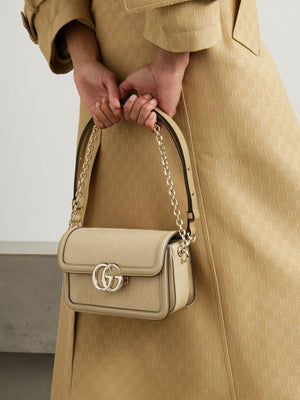 Fioure Compact Leather Shoulder Bag — Metallic Logo & Adjustable Strap