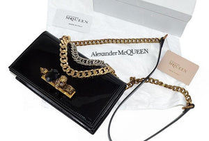 Fioure Skull Embossed Chain Bag — Crystal Hardware & Dual-Tone Chain Straps
