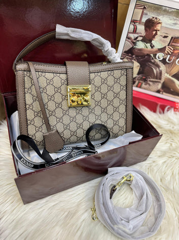 Fioure GG Monogram Top Handle Bag — Padlock Closure with Detachable Strap