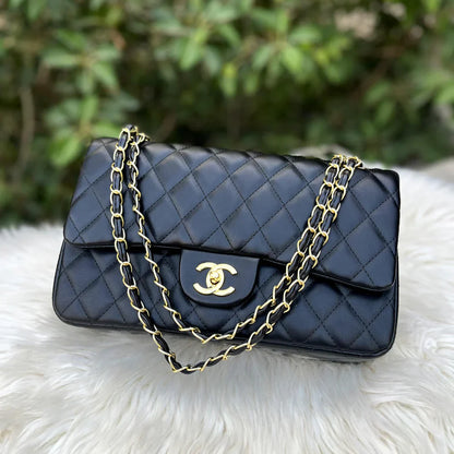 CHANEL Classic Double Flap Bag Black Quilted Leather Handbag