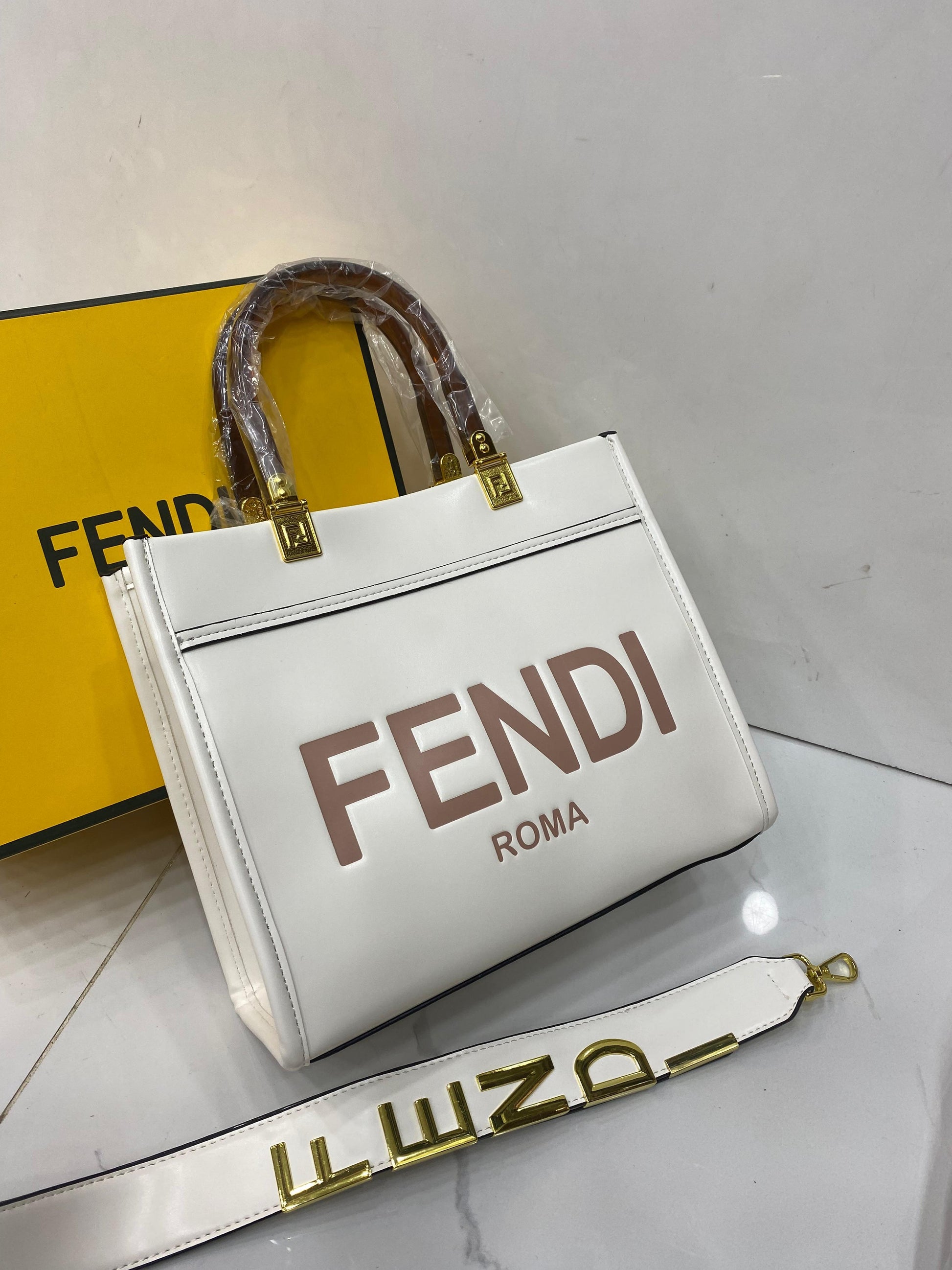 FENDI SUNSHINE SMALL PU LEATHER HANDBAG