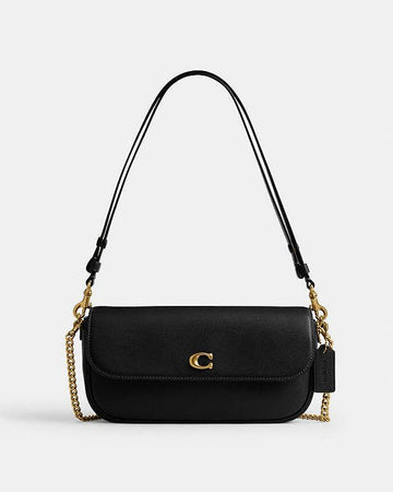 Fioure Leather Flap Chain Crossbody — Dual Strap with Gold Logo Hardware