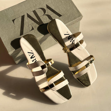 Fioure Metallic Strap Square Toe Flat Slippers