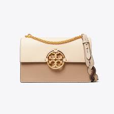 Fioure Color-Block Mini Shoulder Bag — Pebbled Leather with Double T Logo