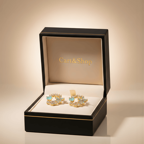Fioure Jardin d'Azur Hoop Earrings — Aquamarine & Gold Botanical Wreath Hoops