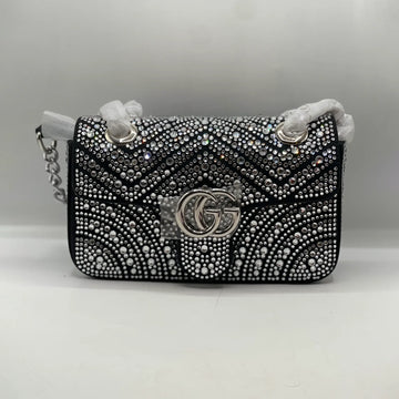 Fioure Aesthetic Crystal-Embellished Chevron Shoulder Bag