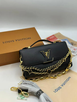 Fioure Wallet On Chain Capucines — Monogram Canvas & Chain Strap in Black