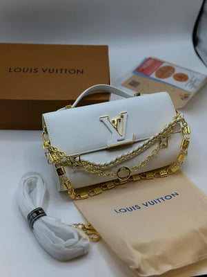 Fioure Wallet On Chain Capucines — Monogram Canvas & Chain Strap in White