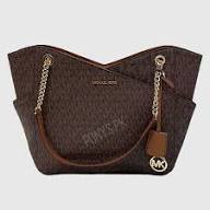 Michael Kors Jet Set Ladies Tote Bag - Signature MK Logo with Chain Straps