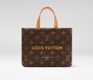 Fioure Monogram Canvas Shopper Tote — Dual Handle with Gold Logo Branding