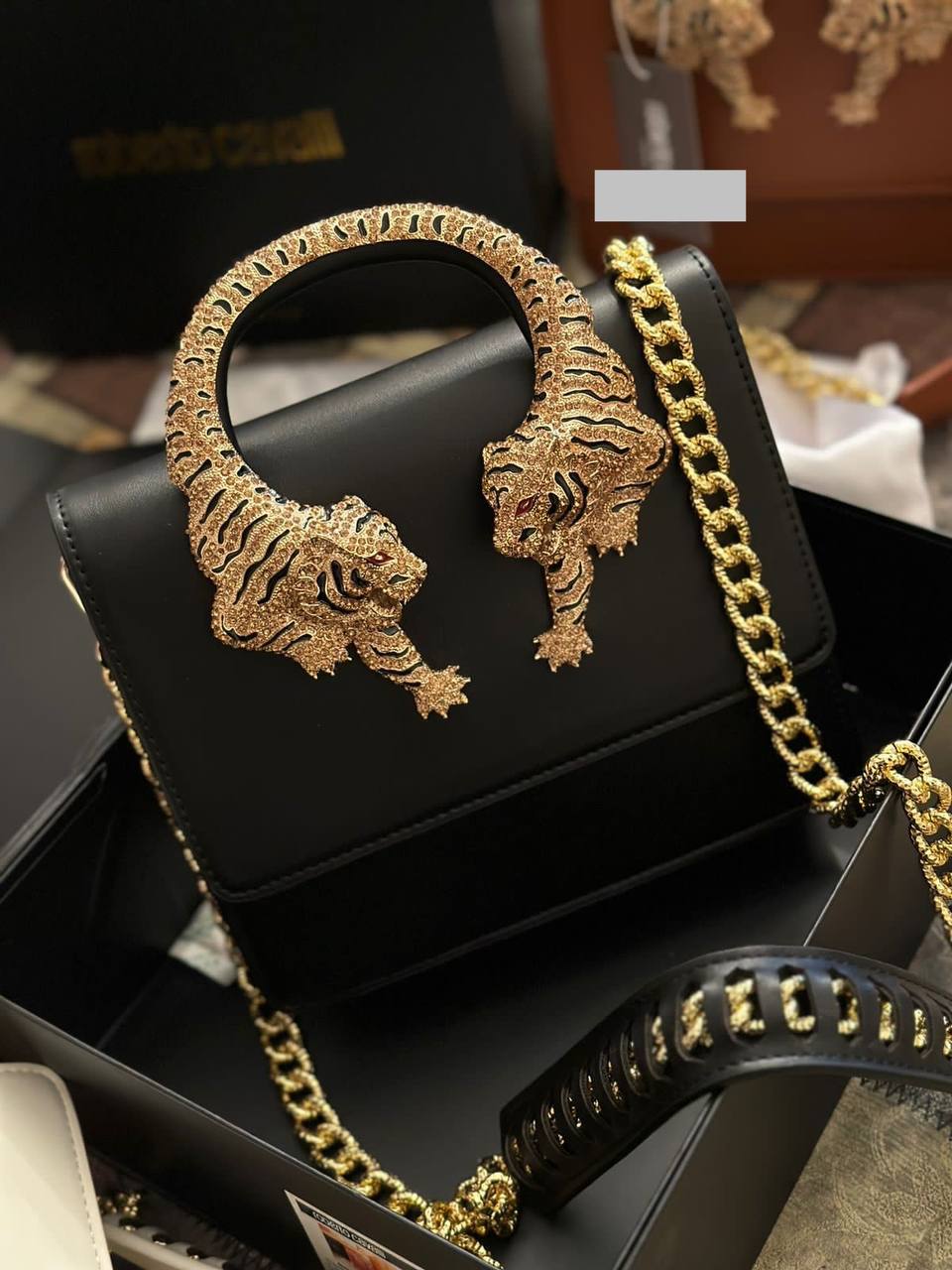 Roberto Cavalli Tiger-embellished shoulder bag