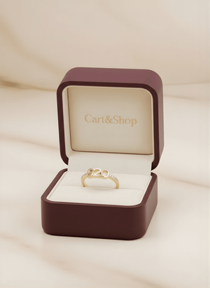 Fioure '520' Anniversary Band Ring — Diamond-Accented Love Script on Gold Band