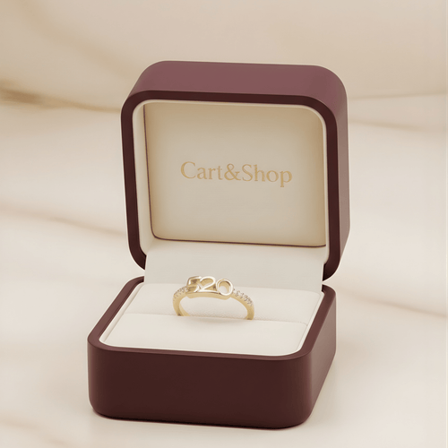 Fioure '520' Anniversary Band Ring — Diamond-Accented Love Script on Gold Band