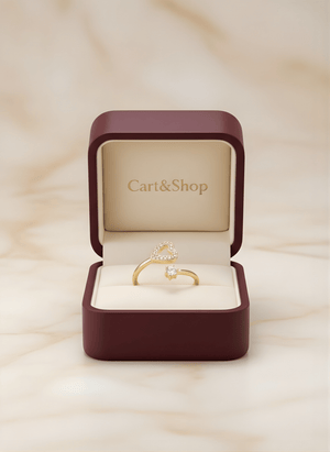 Fioure Infinite Heart Bypass Ring — Pavé Open-Heart & Brilliant Solitaire Diamond in Gold