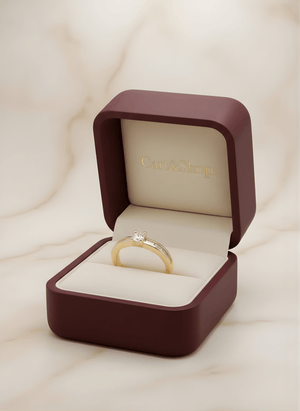 Fioure Heritage Solitaire Ring — Channel-Set Diamond Tapered Band in High-Polish Gold