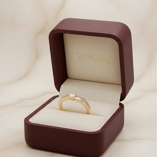 Fioure Heritage Solitaire Ring — Channel-Set Diamond Tapered Band in High-Polish Gold