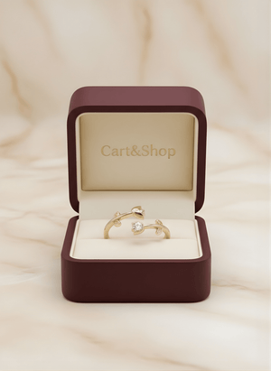Fioure Enchanted Vine Bypass Ring — Botanical Diamond Leaves & Floral Buds in Gold