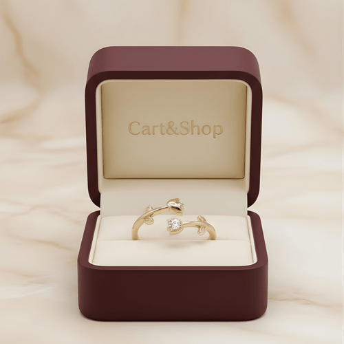 Fioure Enchanted Vine Bypass Ring — Botanical Diamond Leaves & Floral Buds in Gold