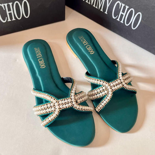 Fioure Pearl Essence Flats () — Pearl Detail in Green