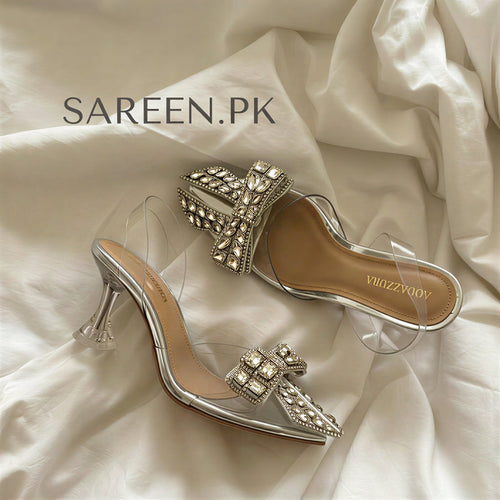 Fioure Élise Bow Heels — Bow Detail in Silver