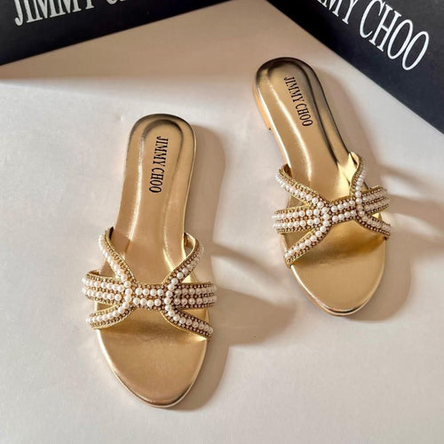 Fioure Pearl Essence Flats () — Pearl Detail in Golden