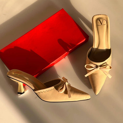 Fioure Velvet Aura Classic Heels () — Elevated Heel in Beige