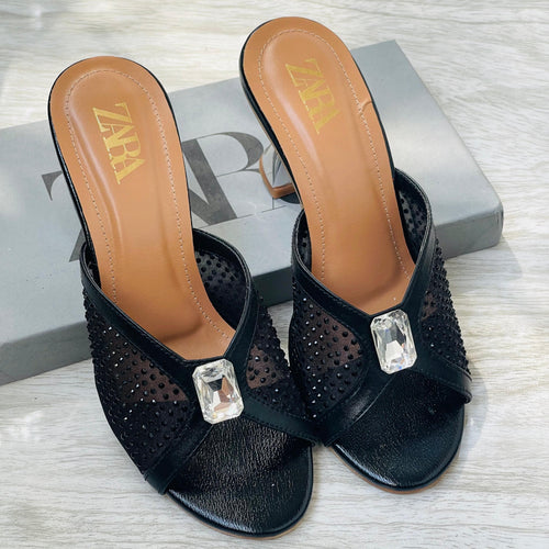 Fioure Stellara Stone Heels () — Stone Embellished in Black