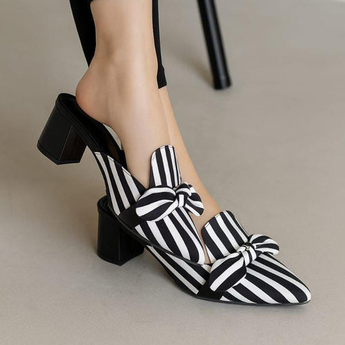 Fioure Stripe Block Heels — Block Heel in Heels