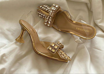 Fioure Élise Bow Heels — Bow Detail in Golden