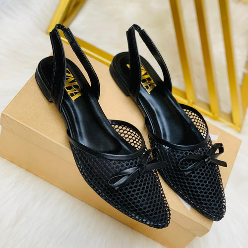 Fioure Net Flat Pumps () — Net Overlay in Black