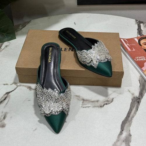 Fioure BG Embroidered Heels() — Embroidered in Green