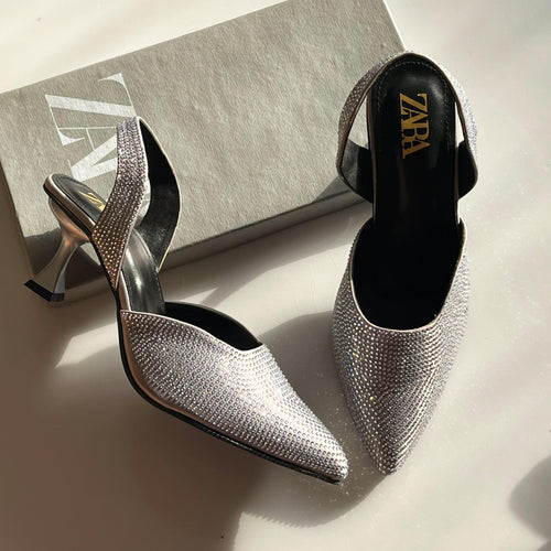Fioure Bella Signature Heels — Pointed Toe in Silver