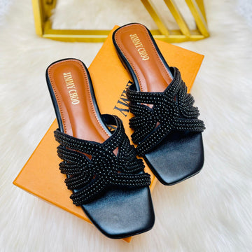Fioure Pearl Luxe Flats () — Pearl Detail in Black