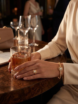 Fioure Aurelian Halo Suite — Gold-Tone Halo Bangle & Matching Adjustable Ring Set
