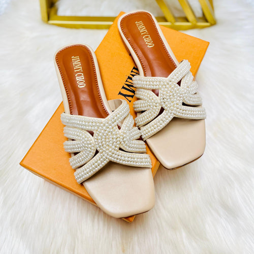 Fioure Pearl Luxe Flats () — Pearl Detail in Beige