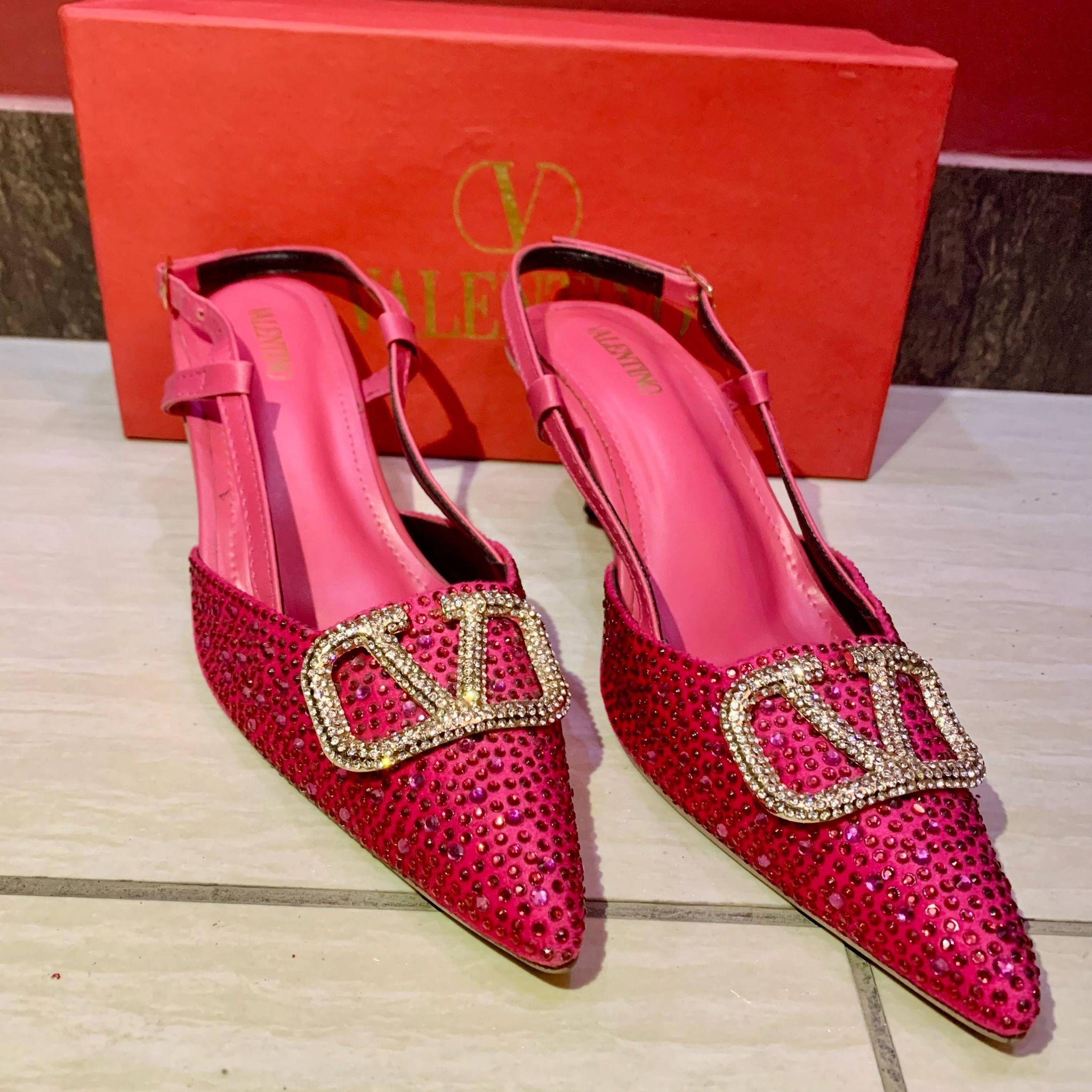 Pink Stone Embellished Heels 09
