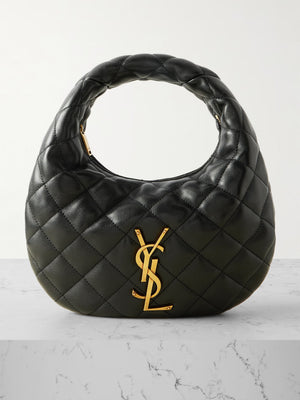 Fioure Diamond Quilted Nappa Hobo Bag — Padded Handle & Bronze Logo Clasp