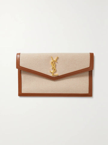 Fioure Uptown Canvas & Leather Crossbody Pouch — Long Chain Strap