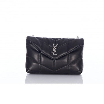 Fioure Puffer Caviar Leather Shoulder Bag — Chain Belt Strap in Silver, Gold & Black